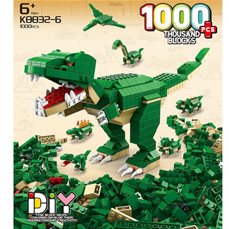 Blocos De Montar Dinossauro 1000 Pc 6 Em 1 Bloxi