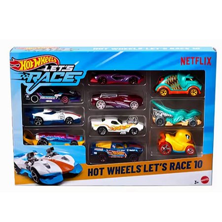 Pack 10 Miniaturas Hot Wheels Seriado Lets Race JGN40 Netflix