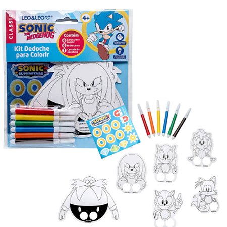 Kit Dedoche Para Colorir Sonic Com 6 Cards
