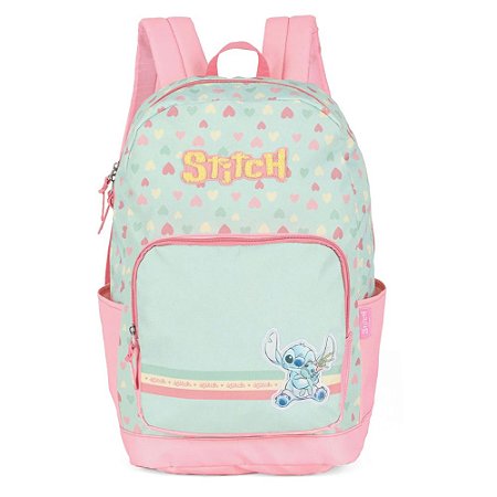Mochila De Costas Stitch Verde Agua Corações Luxcel