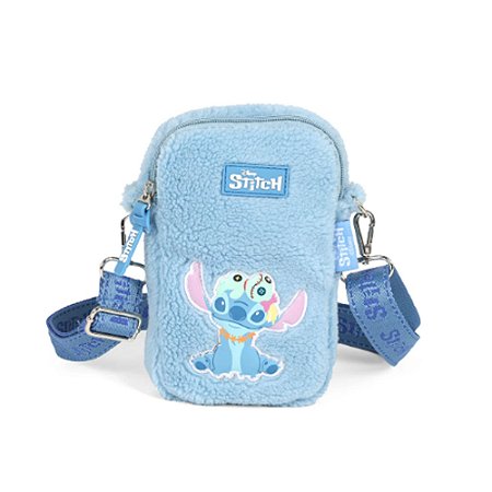 Bolsa Sintética Stitch Azul Peluda Luxcel Disney