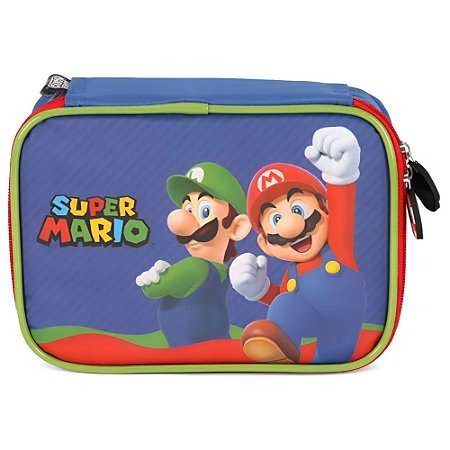 Estojo Escolar Box Super Mario  E Luigi 100 Canetas Luxcel