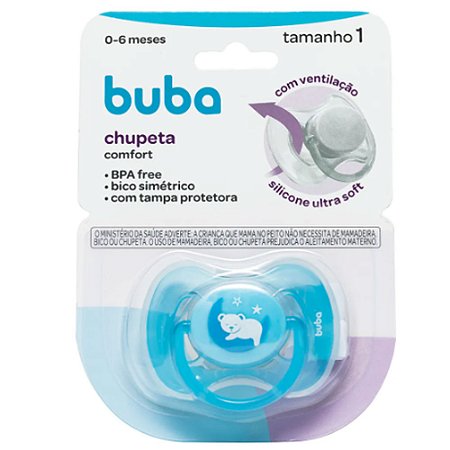 Chupeta Comfort 0-6m Tam 1 Buba Ursinho Azul