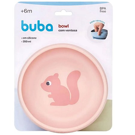 Bowl Com Ventosa Silicone Rosa Buba 6M