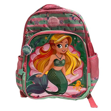Mochila De Costas Sereia Verde E Rosa Luxcel
