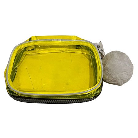 Estojo Jumbo Transparente Verde Com Chaveiro Fizz