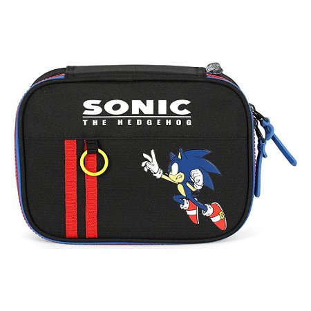 Estojo Box Sonic The Hedgehog Preto E Vermelho Luxcel