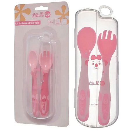 Kit Talheres Flexíveis Plásticos Lilica Ripilica 6m Rosa