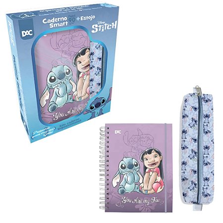 Kit Papelaria Criativa Caderno Smart E Estojo Stitch DAC