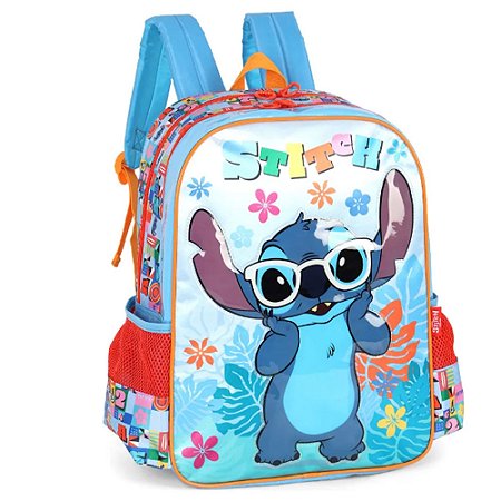 Mochila De Costas Stitch Na Praia De Óculos Azul Luxcel