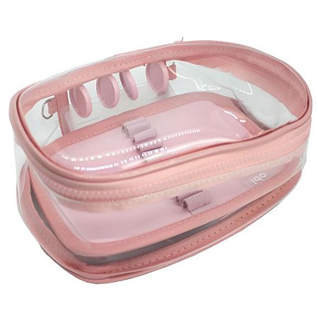 Estojo Escolar Box Ultra Clear Transparente Rose OBI