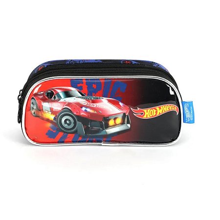 Estojo Escolar Duplo Hot Wheels Champion Vermelho Luxcel