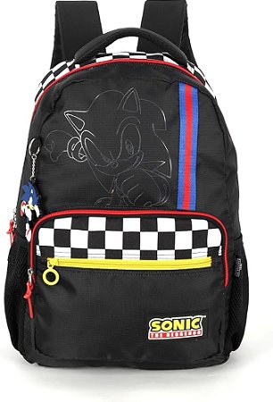 Mochila De Costas Sonic Quadriculada Preta Luxcel