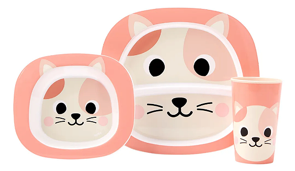 Kit Refeição Bebê Buba Zoo Cachorro 3 Peças Gato