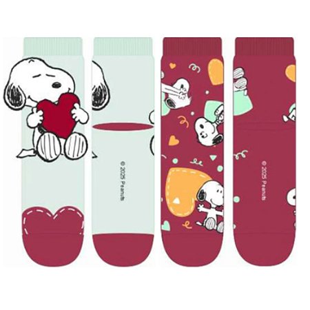 Kit 2 Pares Soquete Infantil Snoopy TAM 23 à 26