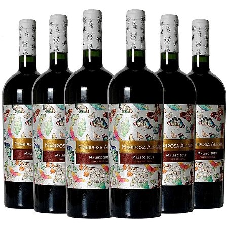 Caixa com 6 Vinhos Mariposa Alegre Gran Reserva Malbec
