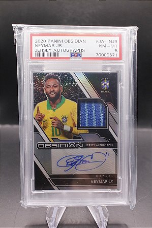Neymar Jr - 2020-21 Panini Obsidian Jersey Auto /20 Brasil PSA 8