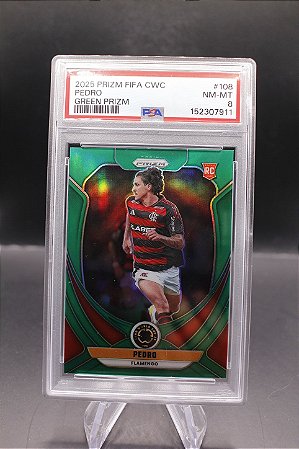 Pedro - 2025 Panini Prizm FIFA Club World Cup Green Prizm RC /5 PSA 8
