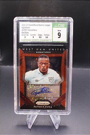 Patrice Evra - 2020-21 Panini Prizm Auto Red Signatures West Ham CSG 9