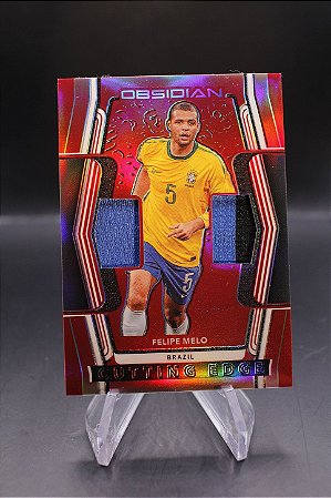 Felipe Melo - 2020-21 Obsidian Red Flood Etch Cutting Edge Dual Patch /44 Brasil
