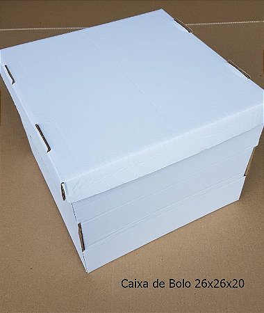 CAIXA PARA BOLO - 26X26X20 - BRANCO -  FARDO C/ 05 UND.