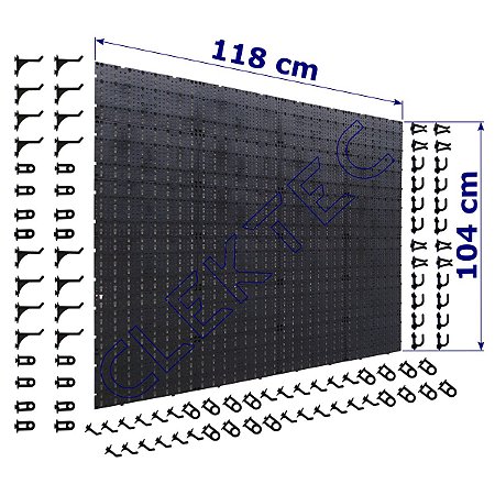 Painel P/ Ferramentas 1,18x1,04 Plástico Preto C/ 96 Ganchos