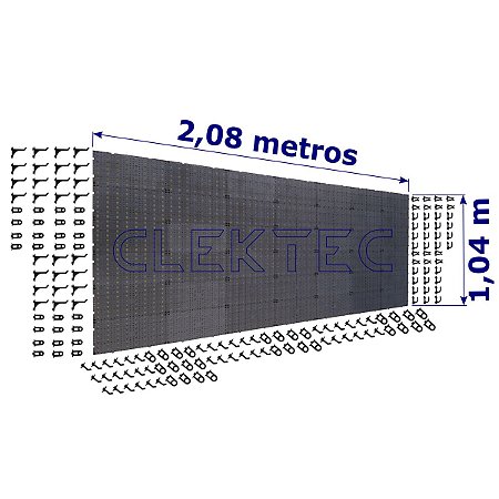 Painel P/ Ferramentas 2,08x1,04 Plástico Preto C 168 Ganchos