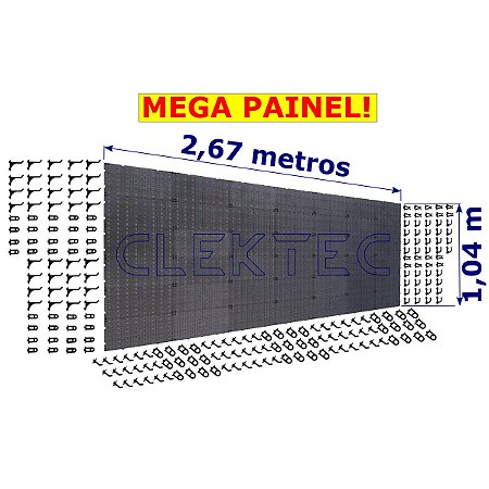 Painel P/ Ferramentas 2,67x1,04 Plástico Preto C 216 Ganchos