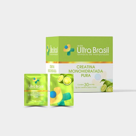 Creatina Monohidratada Pura - Sabor Limão 30 Sachês.