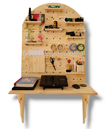 Painel Pegboard em Arco - Mesa e Acessórios