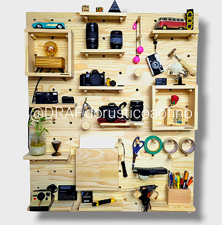 Painel Pegboard 100cm x 120cm - Completo.