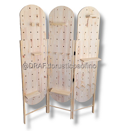 Painel Pegboard em Arco - Biombo 3 Folhas