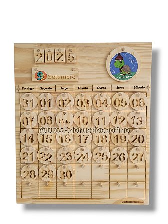 Calendário de Madeira Montessori (BILÍNGUE)
