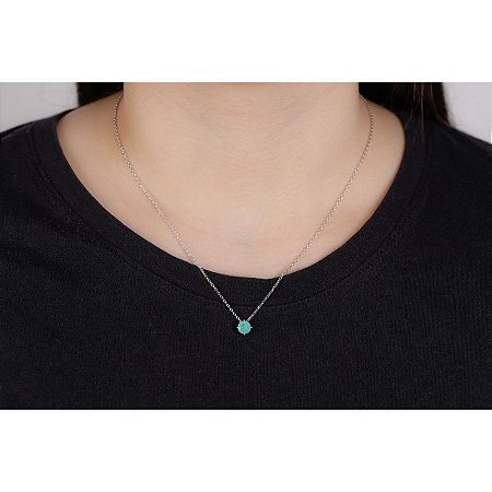 Colar Banho em Ródio Ponto de Luz Zircônia Esmeralda Colombiana 6 mm