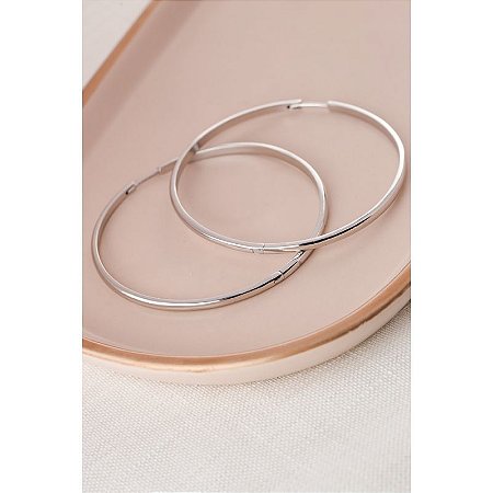 Brinco Argola Grande Banho em Ródio 60mm