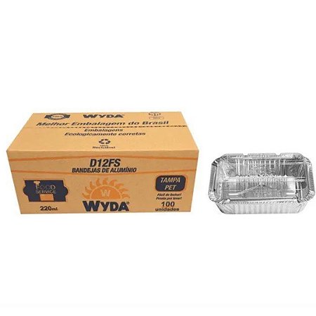 Bandeja de Alumínio Retangular D12FS-100 Wyda 220ml 100un