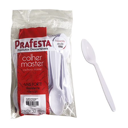 Colher Refeição Resistente Master Branca 50 unidades - Prafesta
