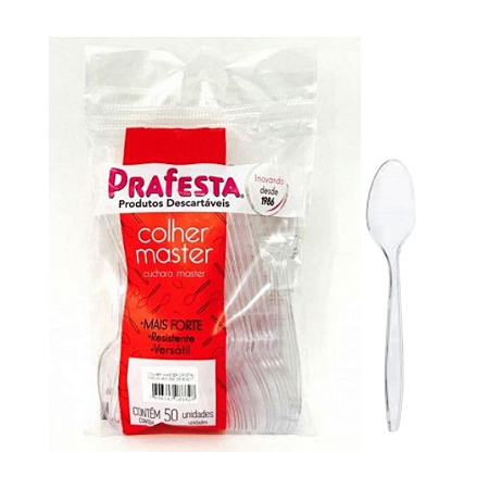 Colher Refeição Resistente Master Cristal 50 unidades - Prafesta