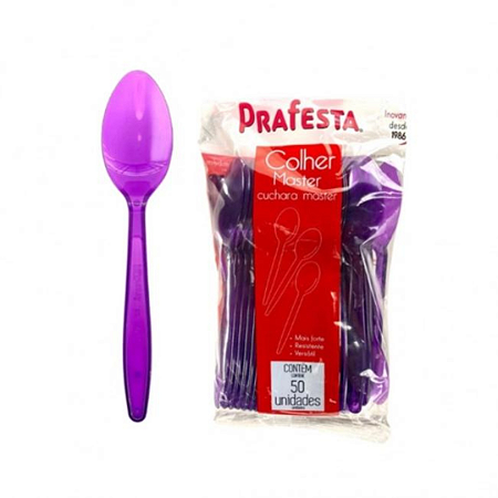 Colher Refeição Resistente Master Roxa 50 unidades - Prafesta