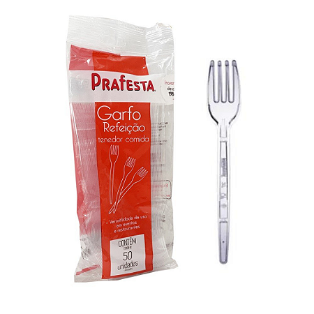Garfo Refeição Premium Cristal 50 unidades - Prafesta