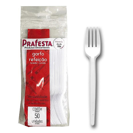 Garfo Refeição Premium Branco 50 unidades - Prafesta