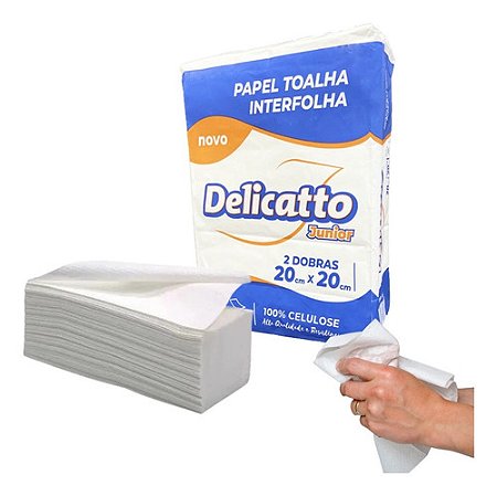 Papel Toalha Interfolha 2 Dobras Folha Simples 20x20 Delicatto