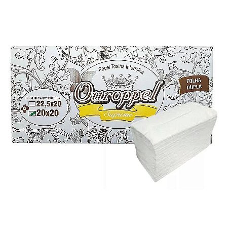 Papel Interfolha 2 Dobras Folha Dupla Supreme 2.000 folhas 20x20 Ouroppel