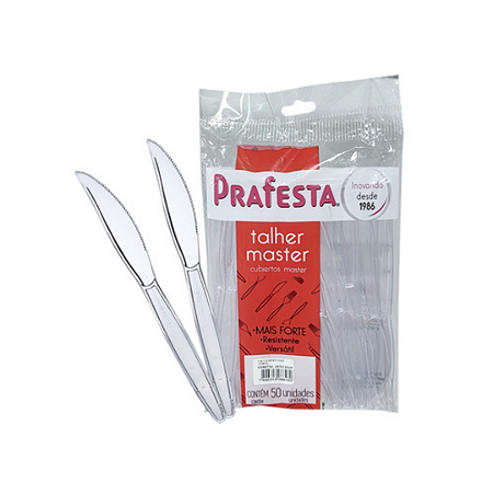 Faca Refeição Resistente Master Cristal 50 unidades - Prafesta