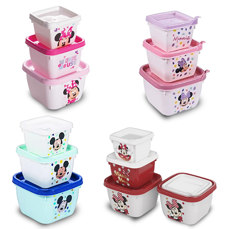 Kit Com 3 Potes Plástico Conect Mickey - Plasutil
