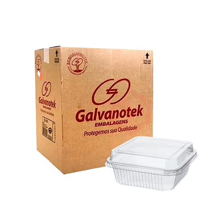 Embalagem Doce Quadrado G655 Galvanotek 300 mL PET com Tampa Articulada – 150un