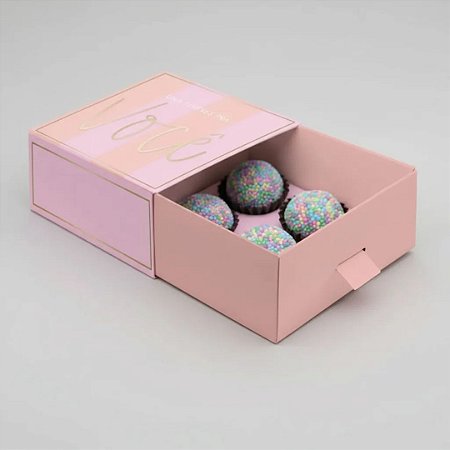 Caixa Luva com Puxador para 4 Docinhos Candy Rosa