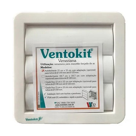 Grade De Ar Veneziana Autofechante Ventokit - 100/125mm