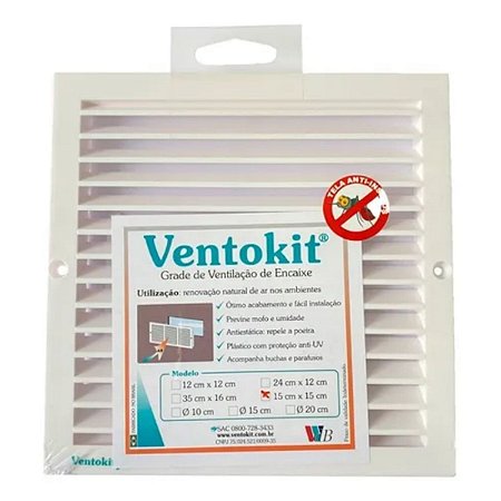 Grade De Encaixe para Ventilação 15x15 Anti-inseto Ventokit