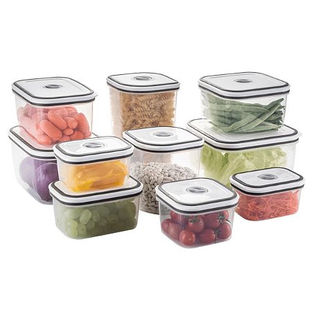 Kit Conjunto 10 Potes Herméticos Electrolux Transparente Microondas e Freezer